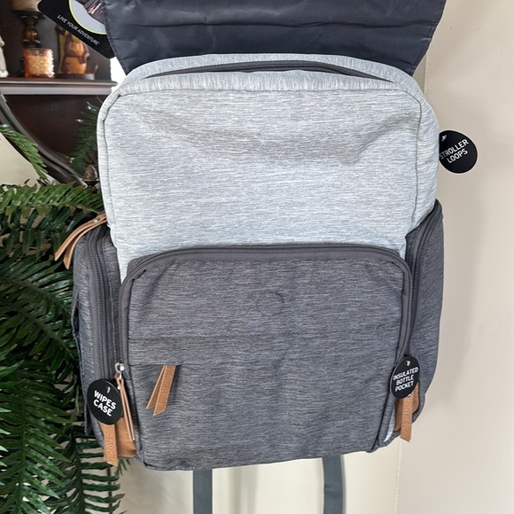 Brand New Eddie Bauer Cascade Back Pack Diaper Bag Two Tone Gray Organizer - Picture 8 of 16